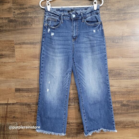 Judy Blue Jeans Jeans 29 Straight High Rise Raw Waist Hem Stretch Denim JB88503 - Picture 1 of 11